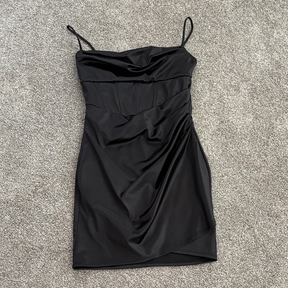 Lovely Day Black Mini Dress with Spaghetti Straps